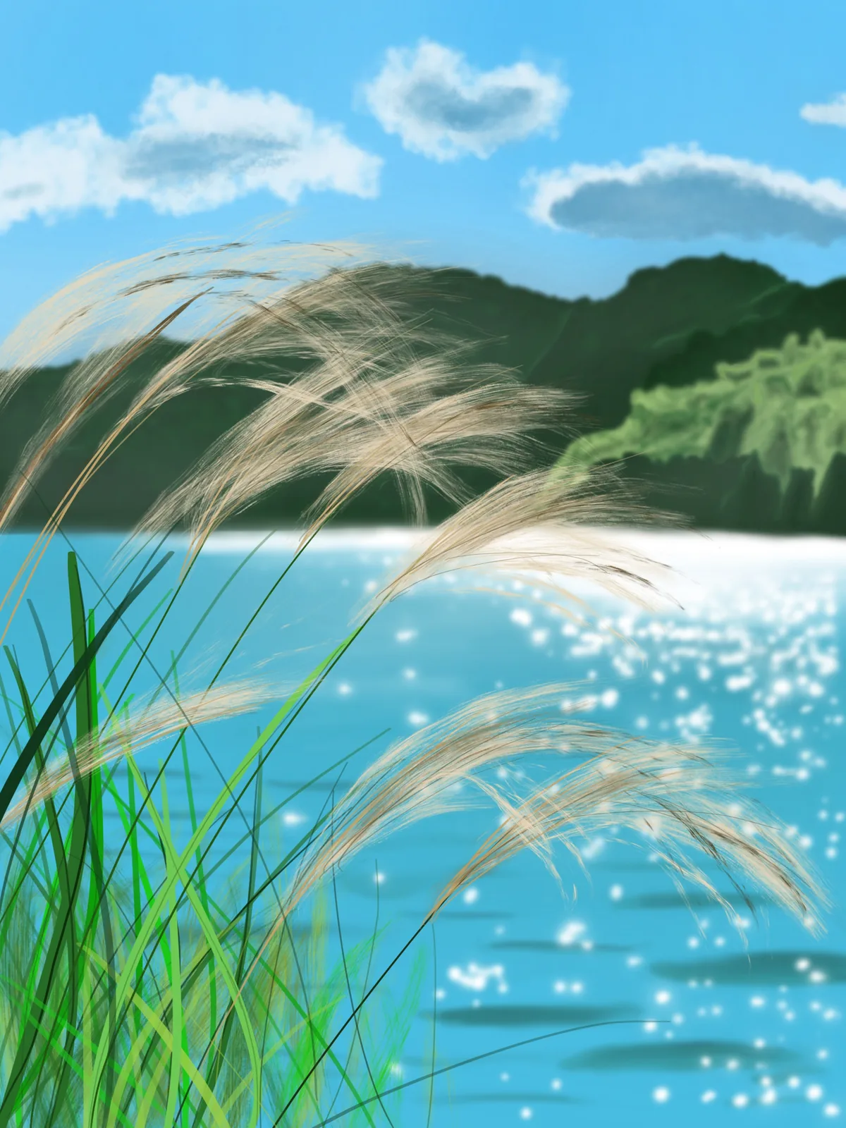 Reeds and water illustration
